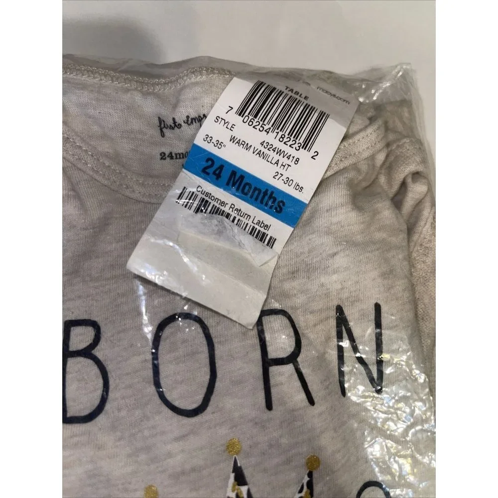 First Impressions Long Sleeve Born to Rule Bodysuit Baby Girl Size 24 Months